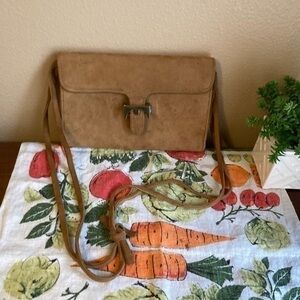 Vintage light brown suede mini purse